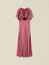 Rochie lungă din satin cu aplicație florală image number 3