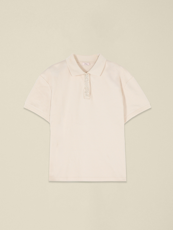 Polo t-shirt with crystals