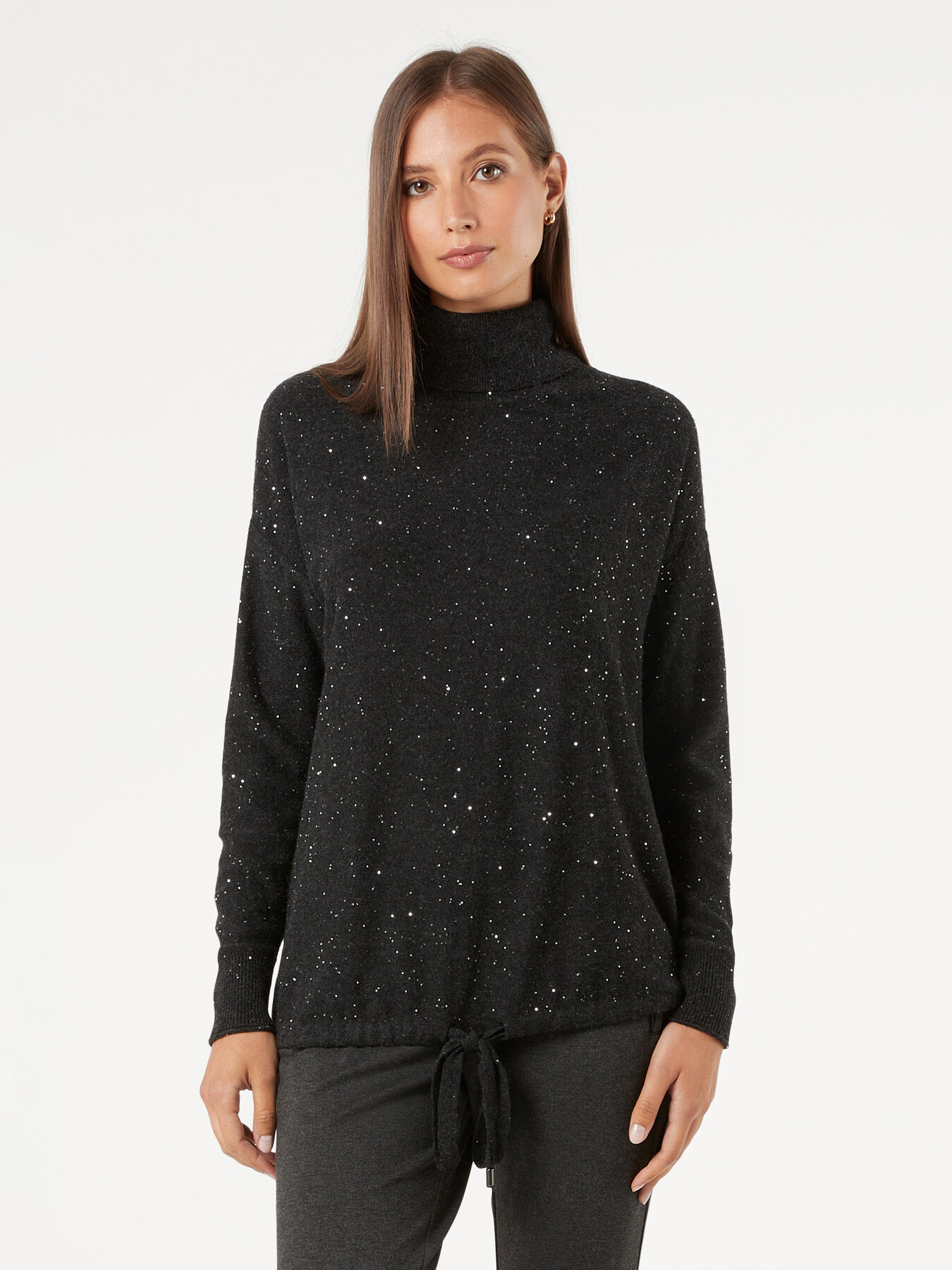 Cashmere blend lurex turtleneck sweater with sequins image number 0