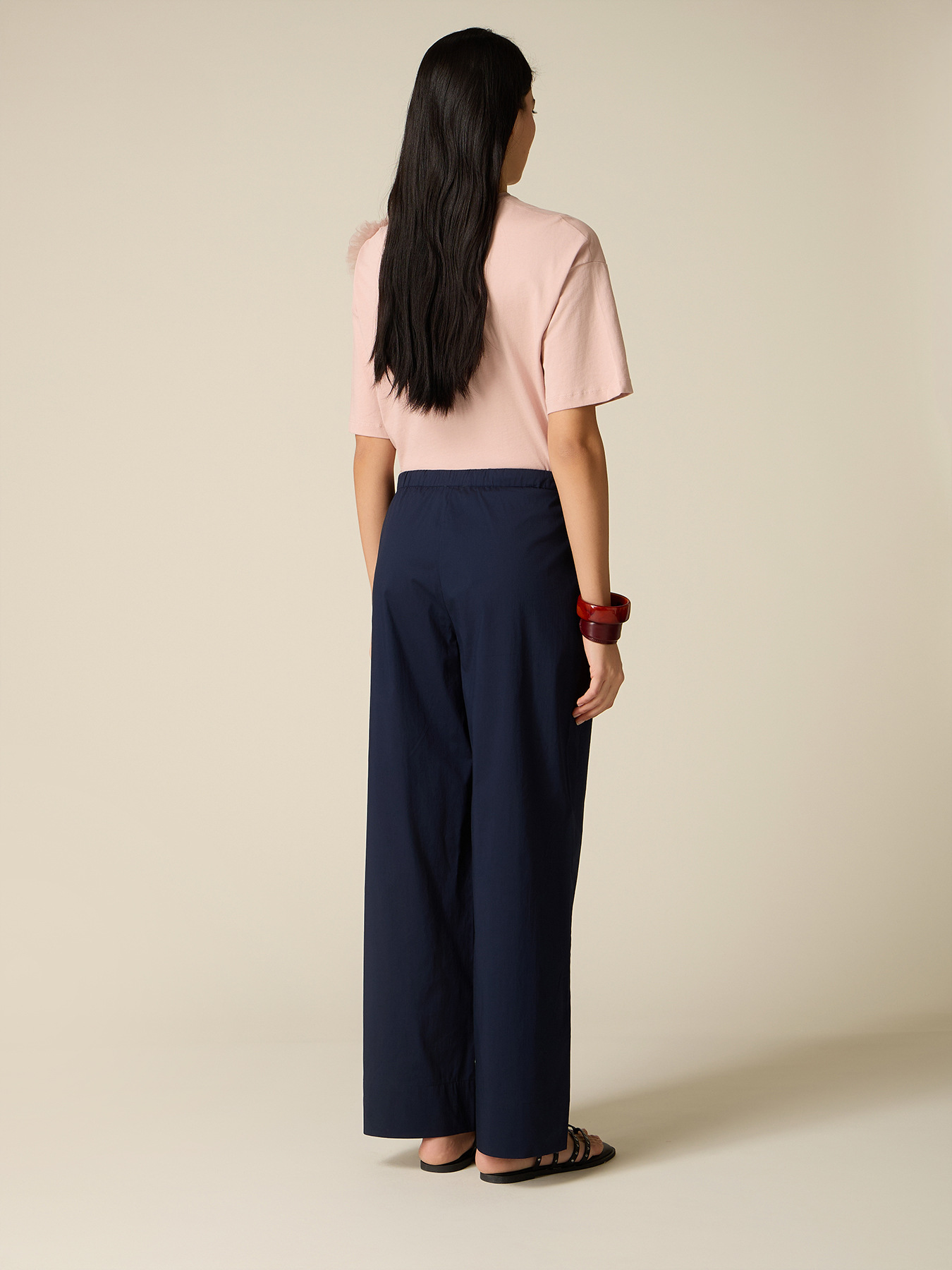 Pantalon palazzo en popeline image number 1