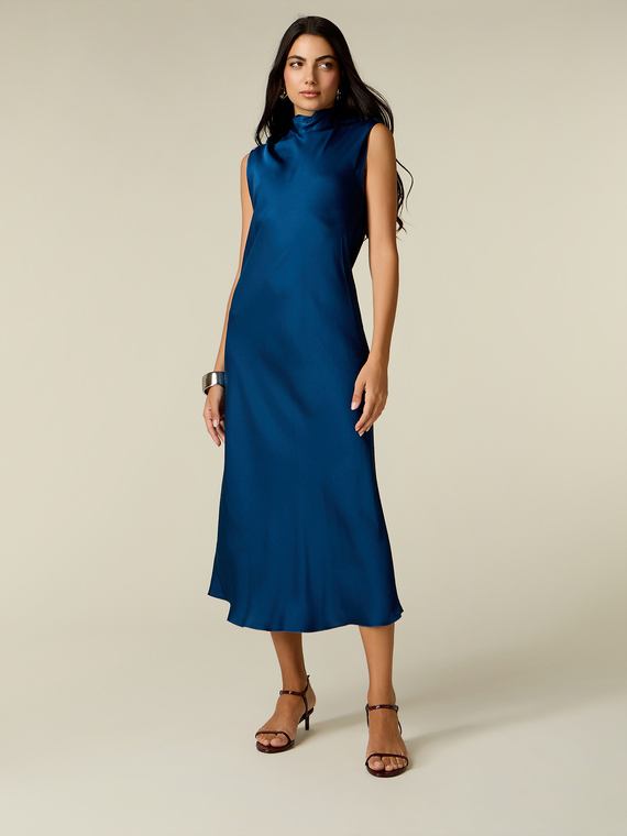 Midi-Kleid aus Satin mit Schleife
