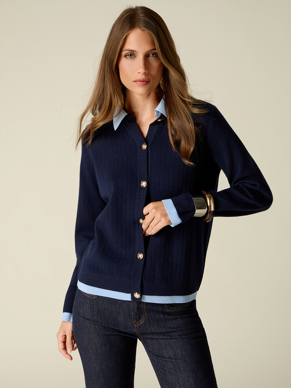 Cardigan mit Hemdkragen