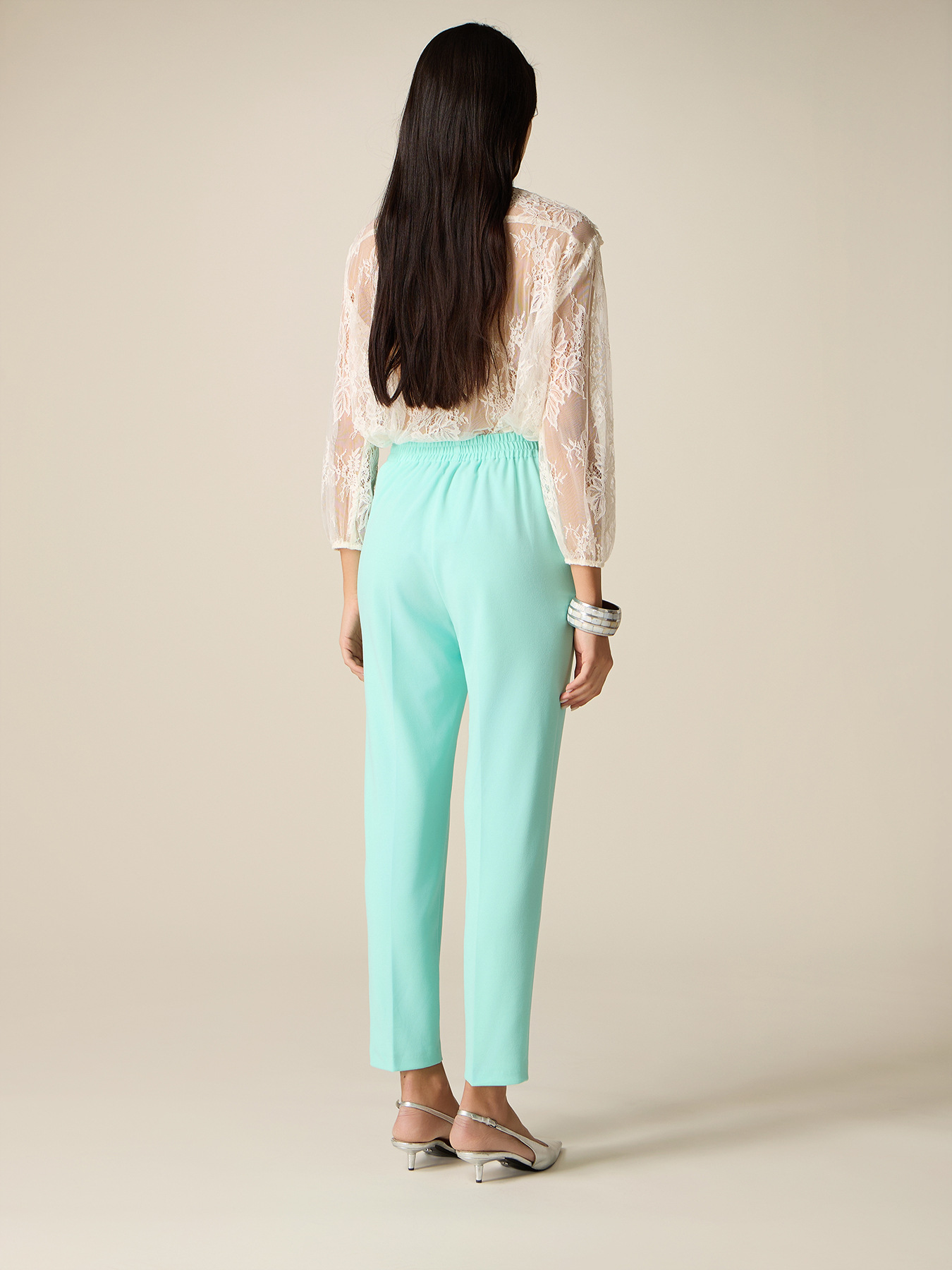 Regular pants in cr&ecirc;pe fabric image number 1