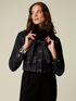 Denim jacket with faux shearling collar image number 0