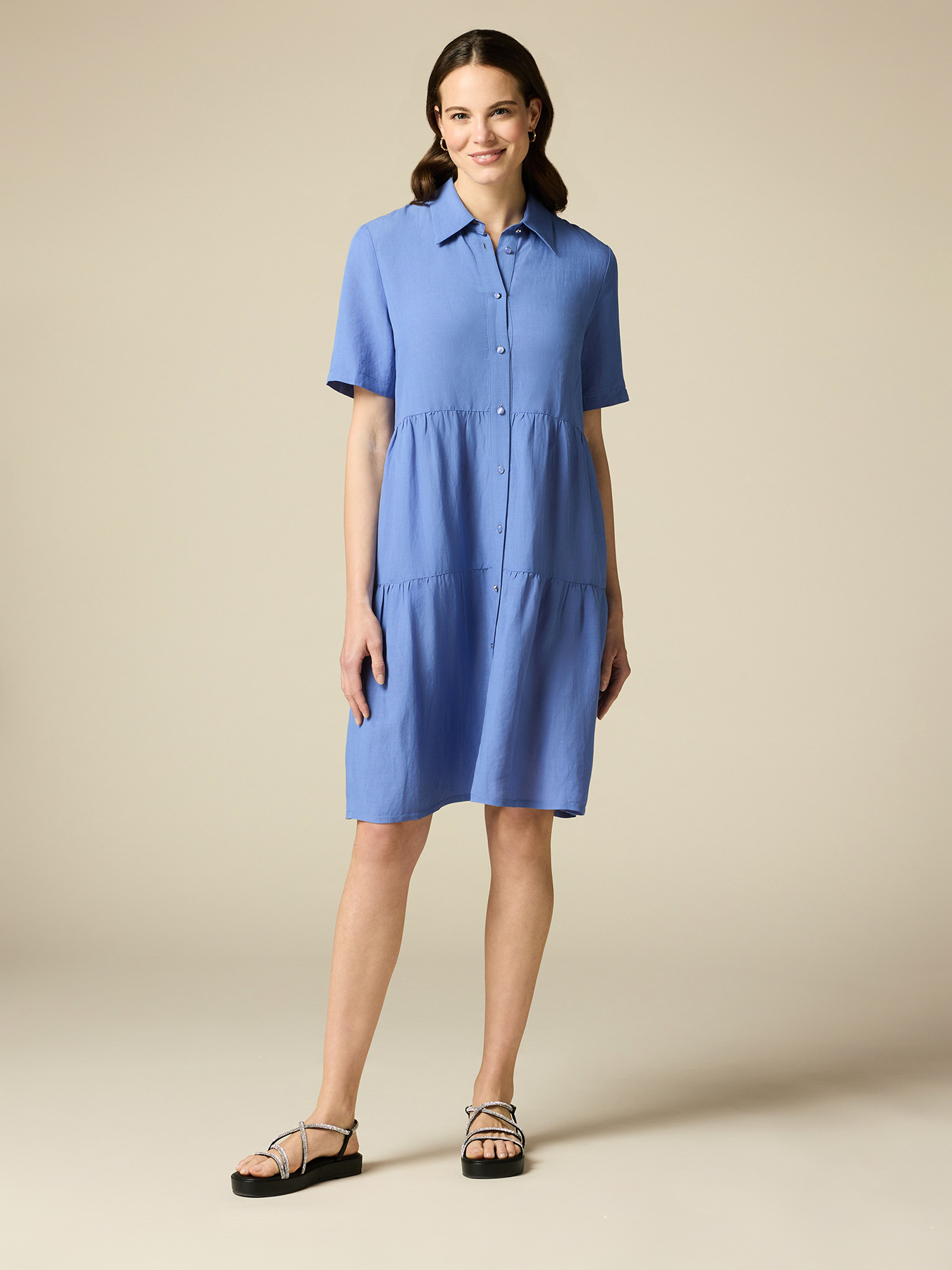 Linen blend chemisier dress image number 3