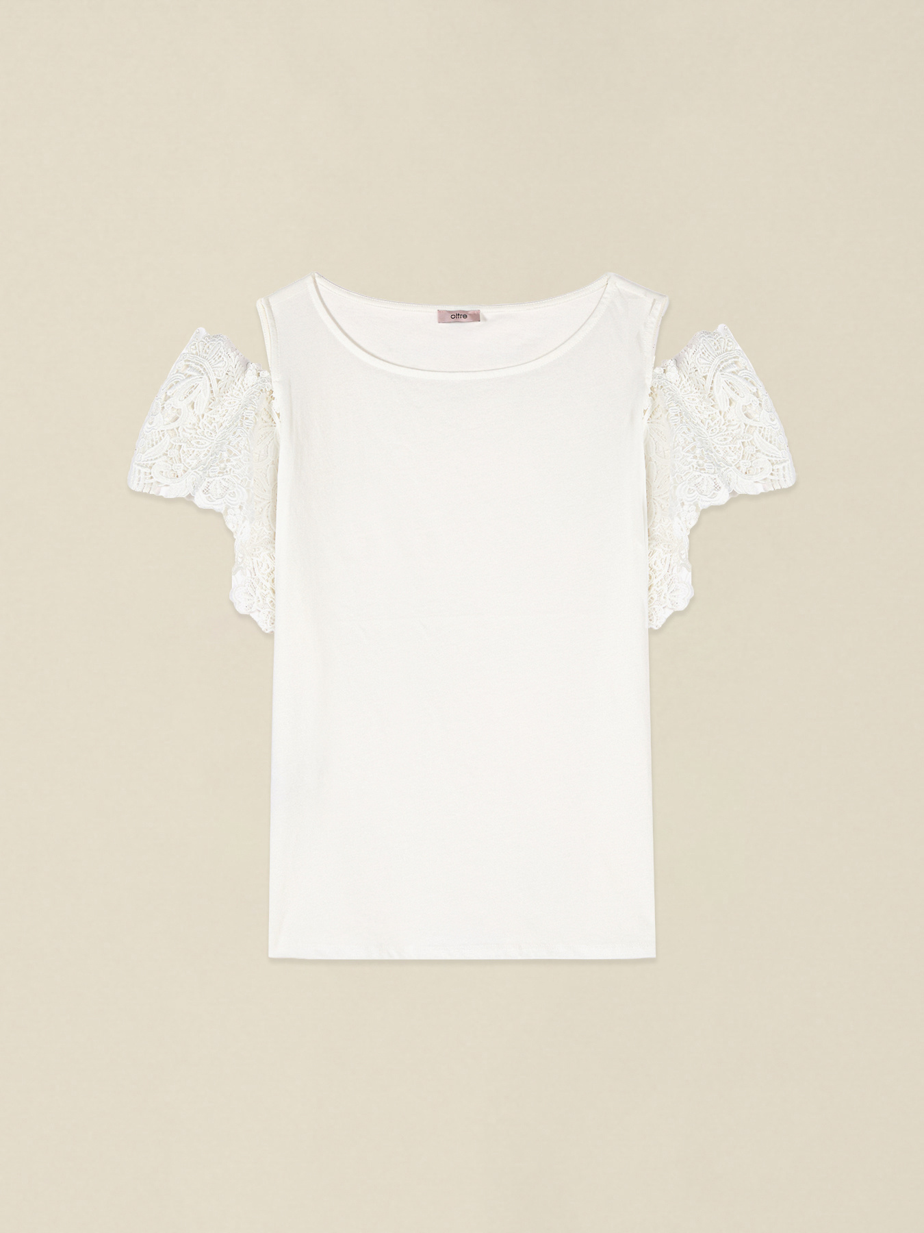 T-shirt con maniche in pizzo e cut-out image number 3