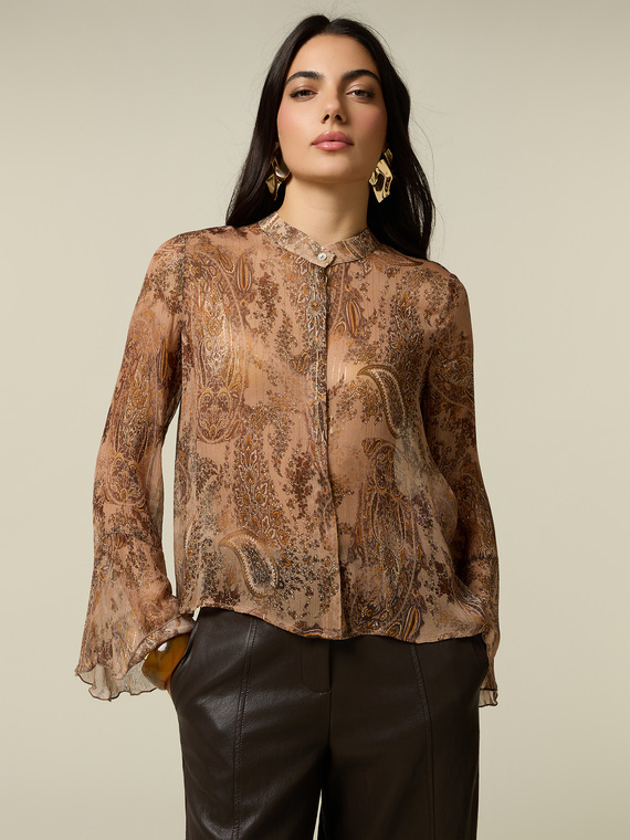 Patterned shirt in crepon