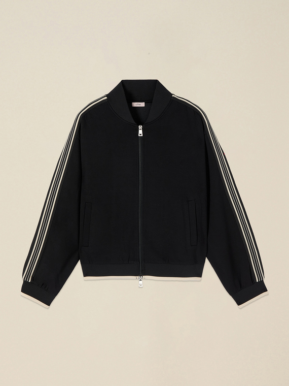 Sweatshirt with zip and bicolor tape