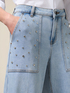 Jeans a palazzo con castoni image number 2