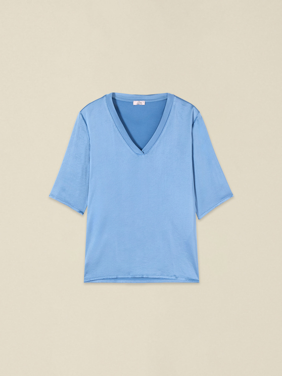 Short sleeve satin blouse
