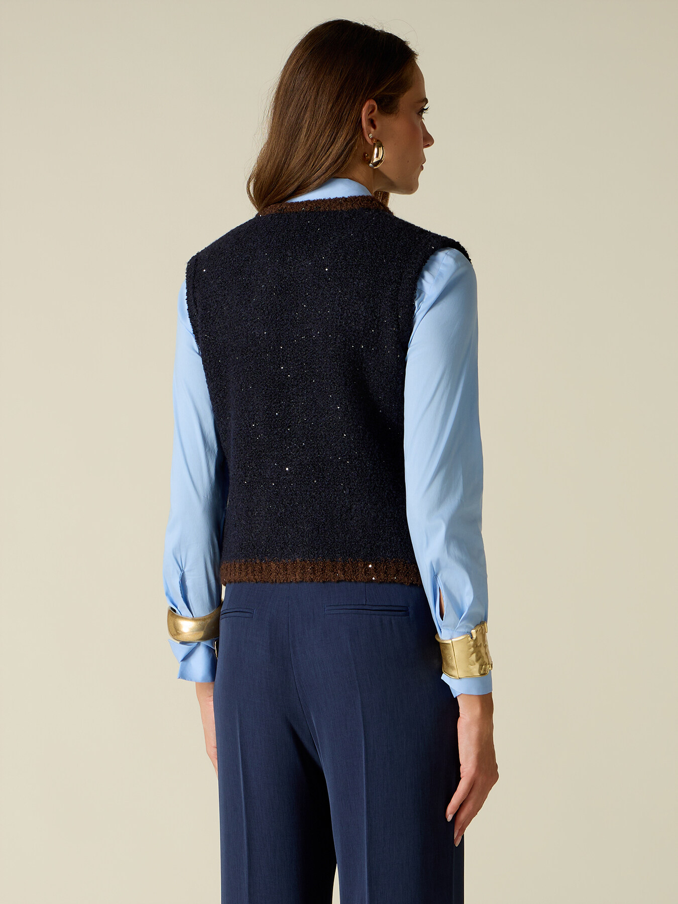 Boucl&eacute; gilet with jewel buttons image number 1