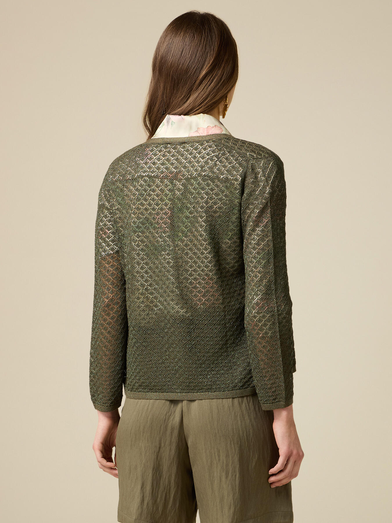 Kurzer Cardigan aus Lurex mit Lochmuster image number 1