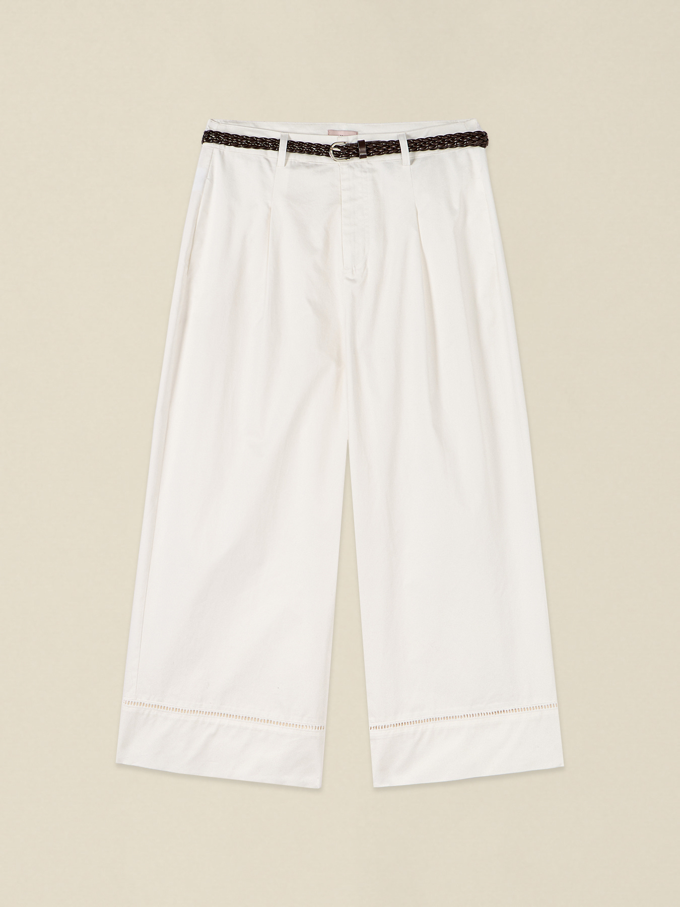 Pantalon palazzo court avec ajours image number 4