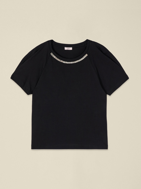 Cotton t-shirt with stone settings