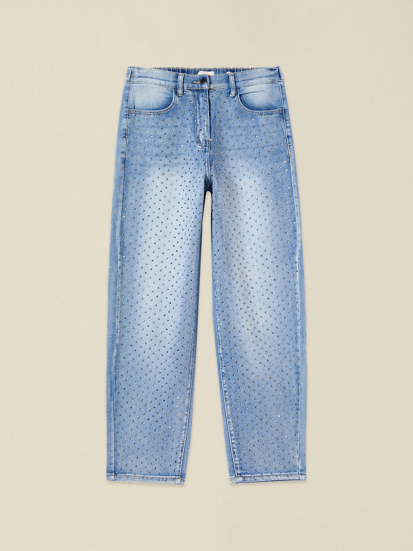 Barrel jeans with crystals on the front image number 4
