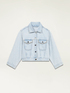 Cropped denim trucker jacket with crystals image number 4