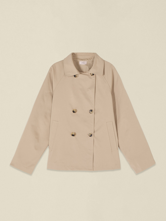 Kurzer zweireihiger Trenchcoat