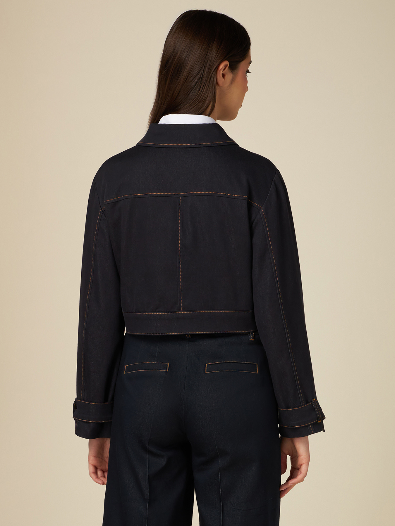 Cropped denim winter jacket image number 1