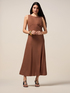 Vestido largo fluido con drapeado image number 4