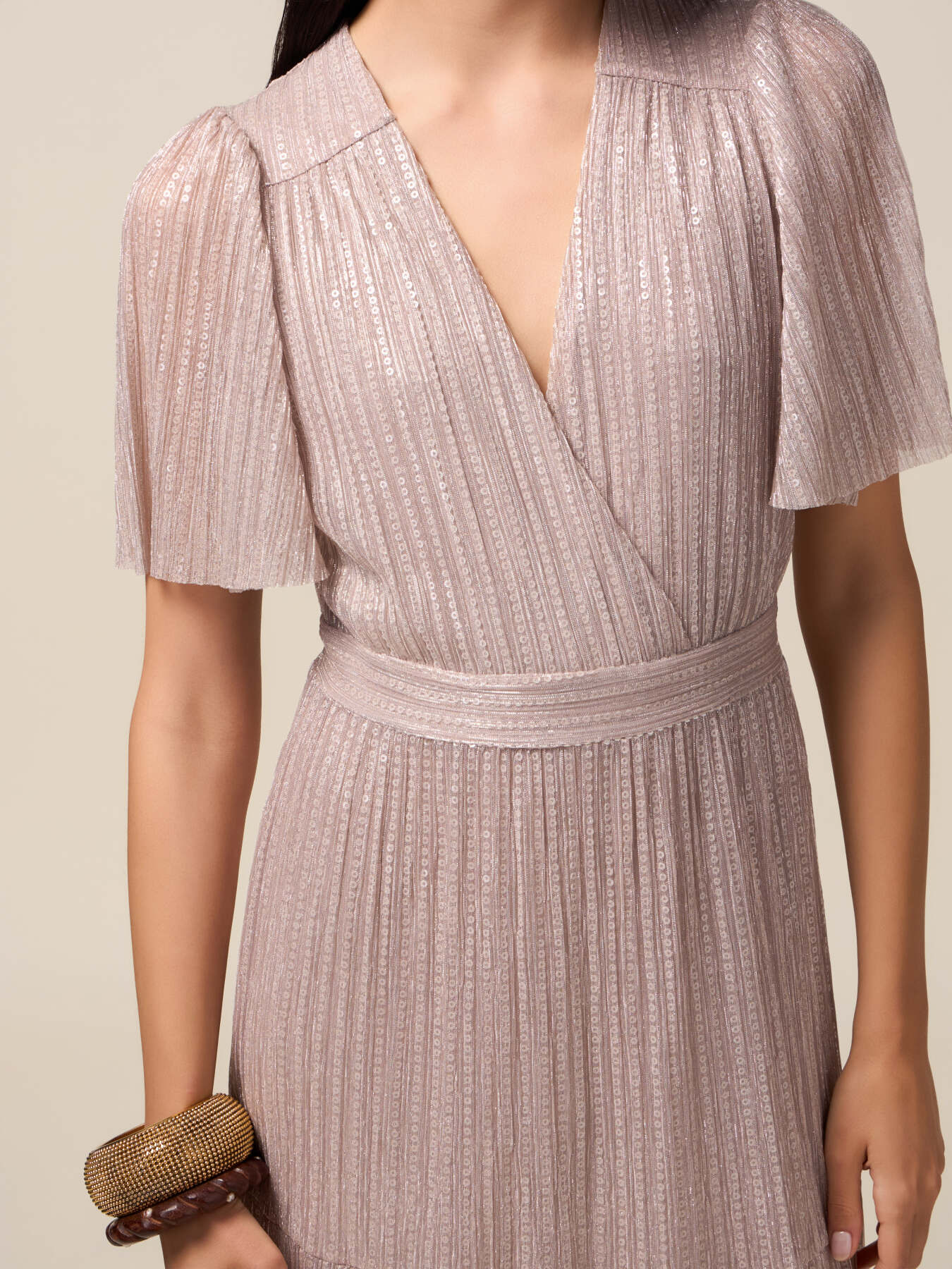 Langes Plissee-Kleid aus Lurex image number 2