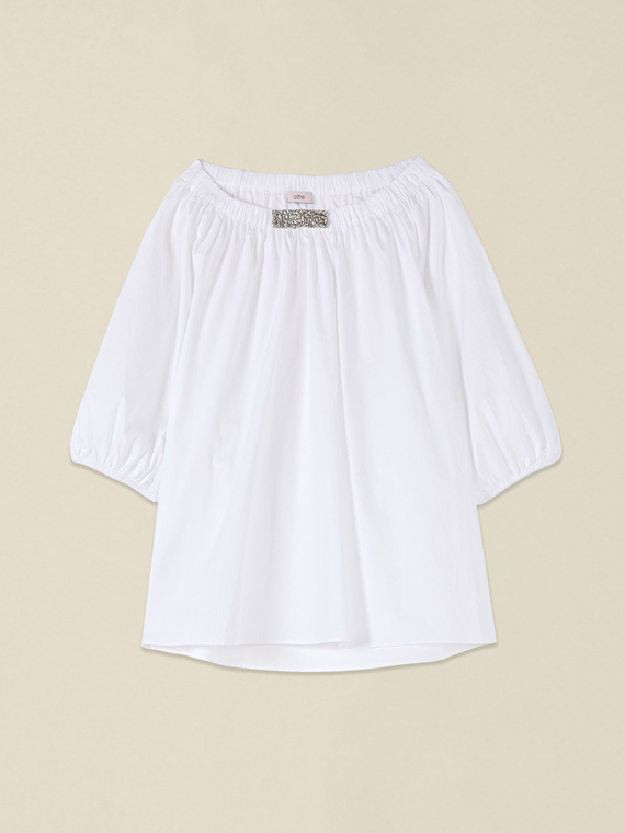 Off-shoulder blouse with jewel detail