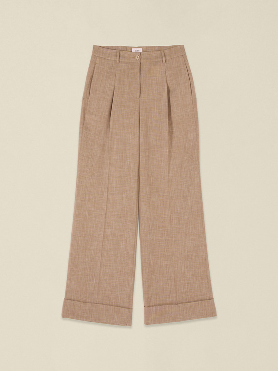 Pantalon palazzo m&eacute;lange viscose