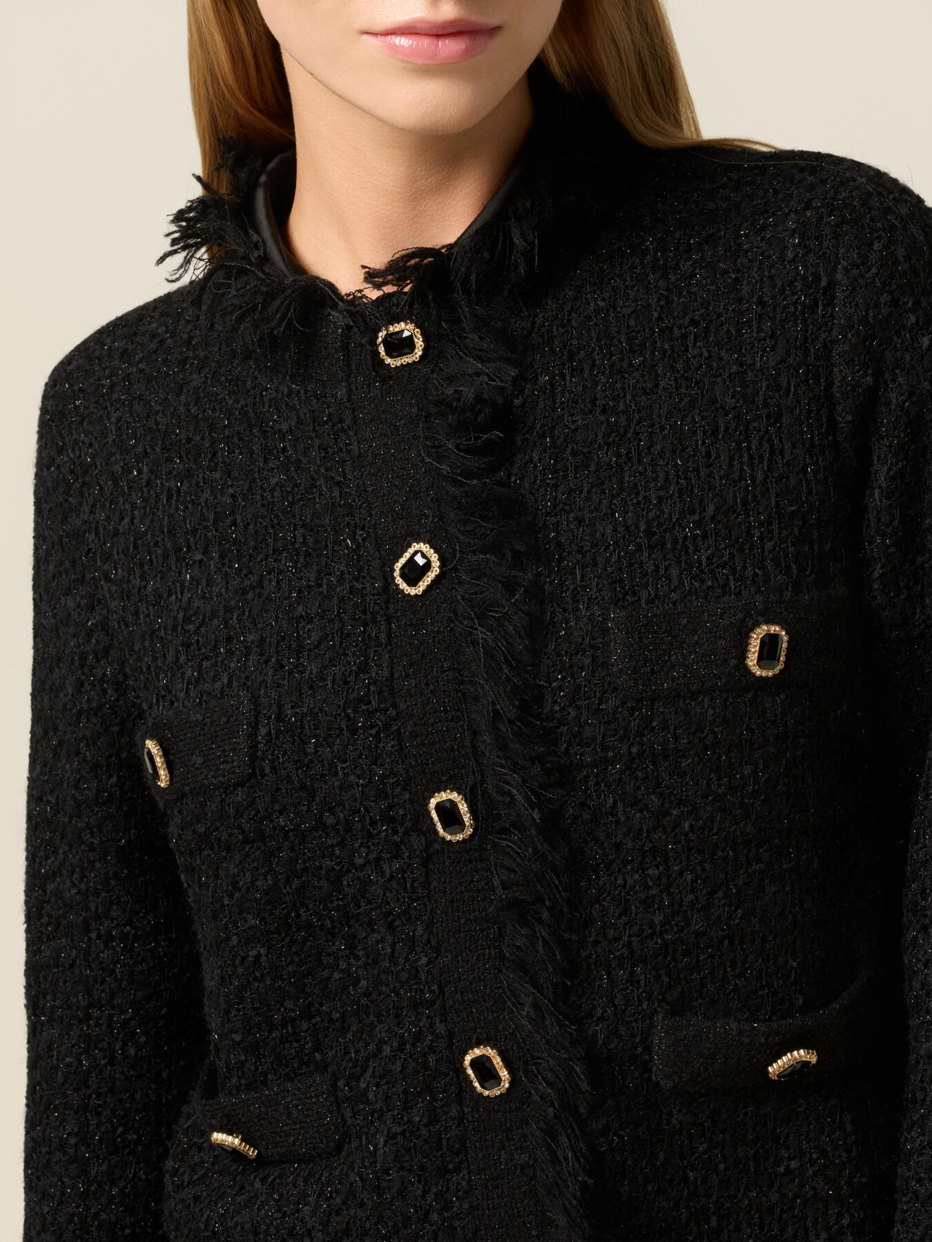 Strickjacke aus Wollmischung mit Fransen und Kn&ouml;pfen image number 2