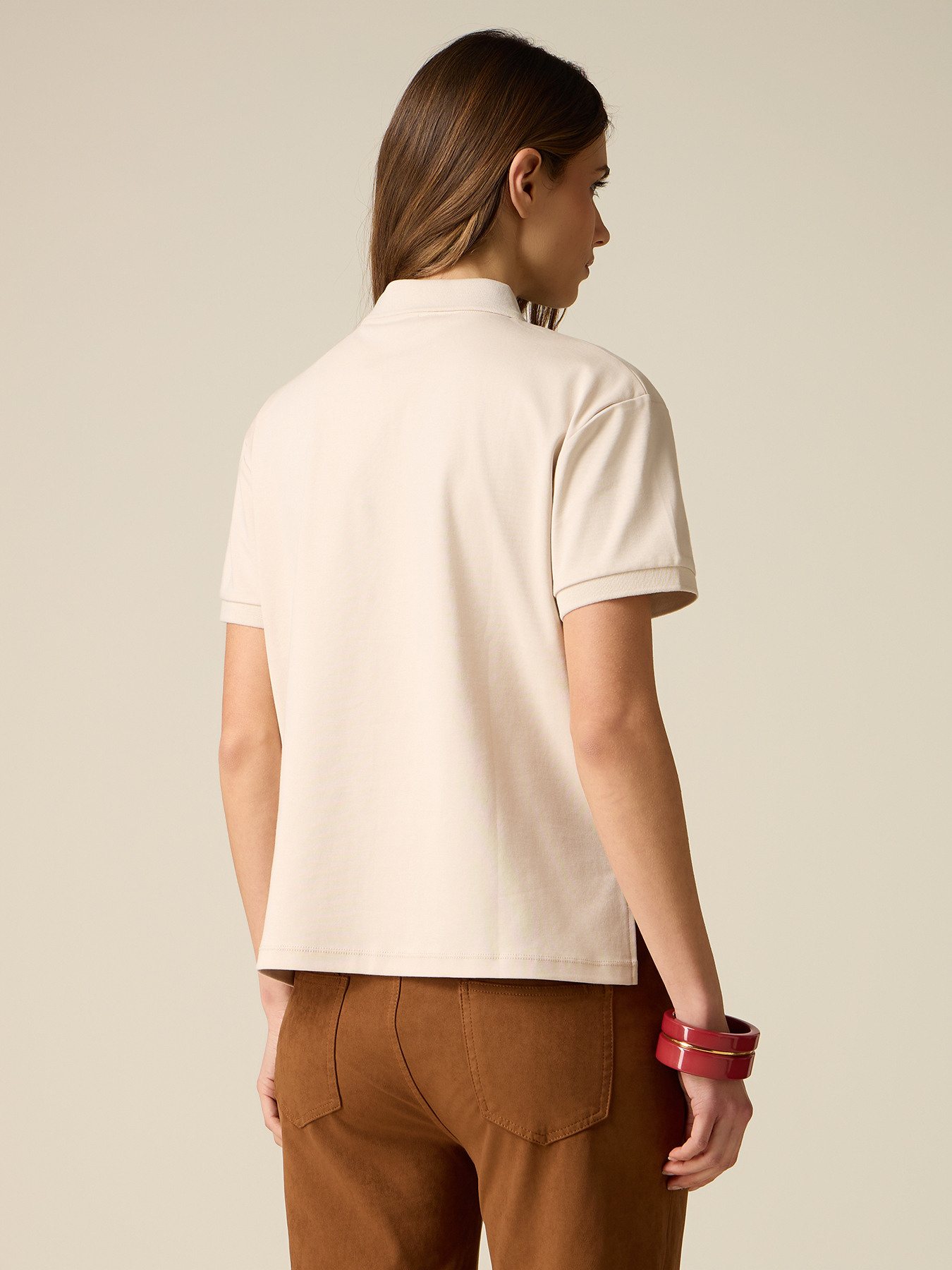 T-shirt a polo con cristalli image number 1