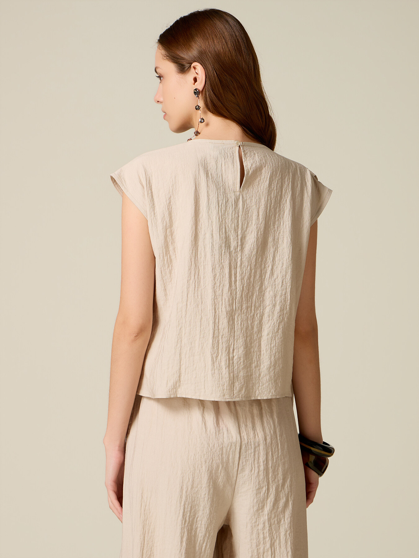 Viscose blend blouse with draping image number 1