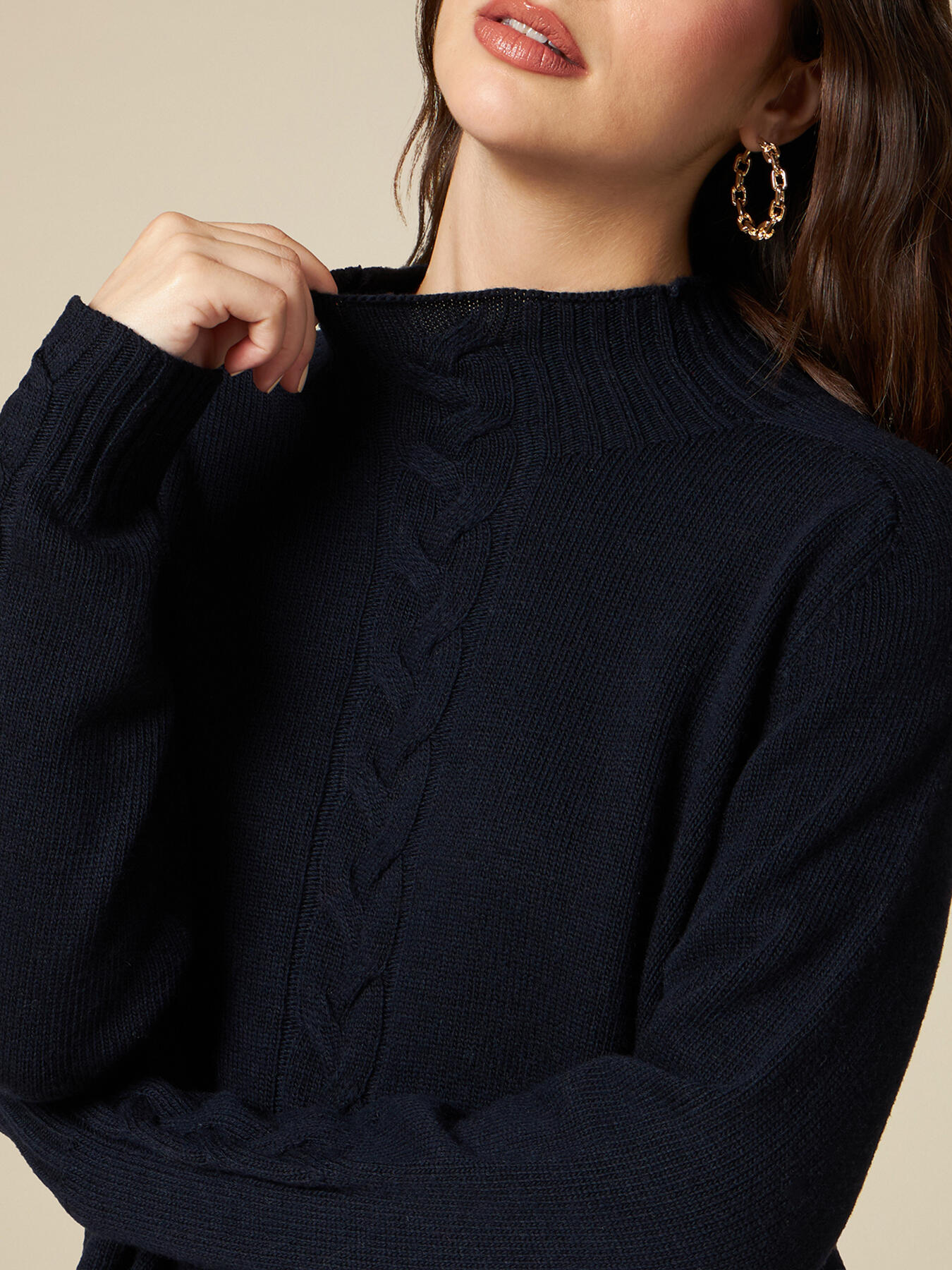 Dolcevita misto cashmere con treccia image number 2