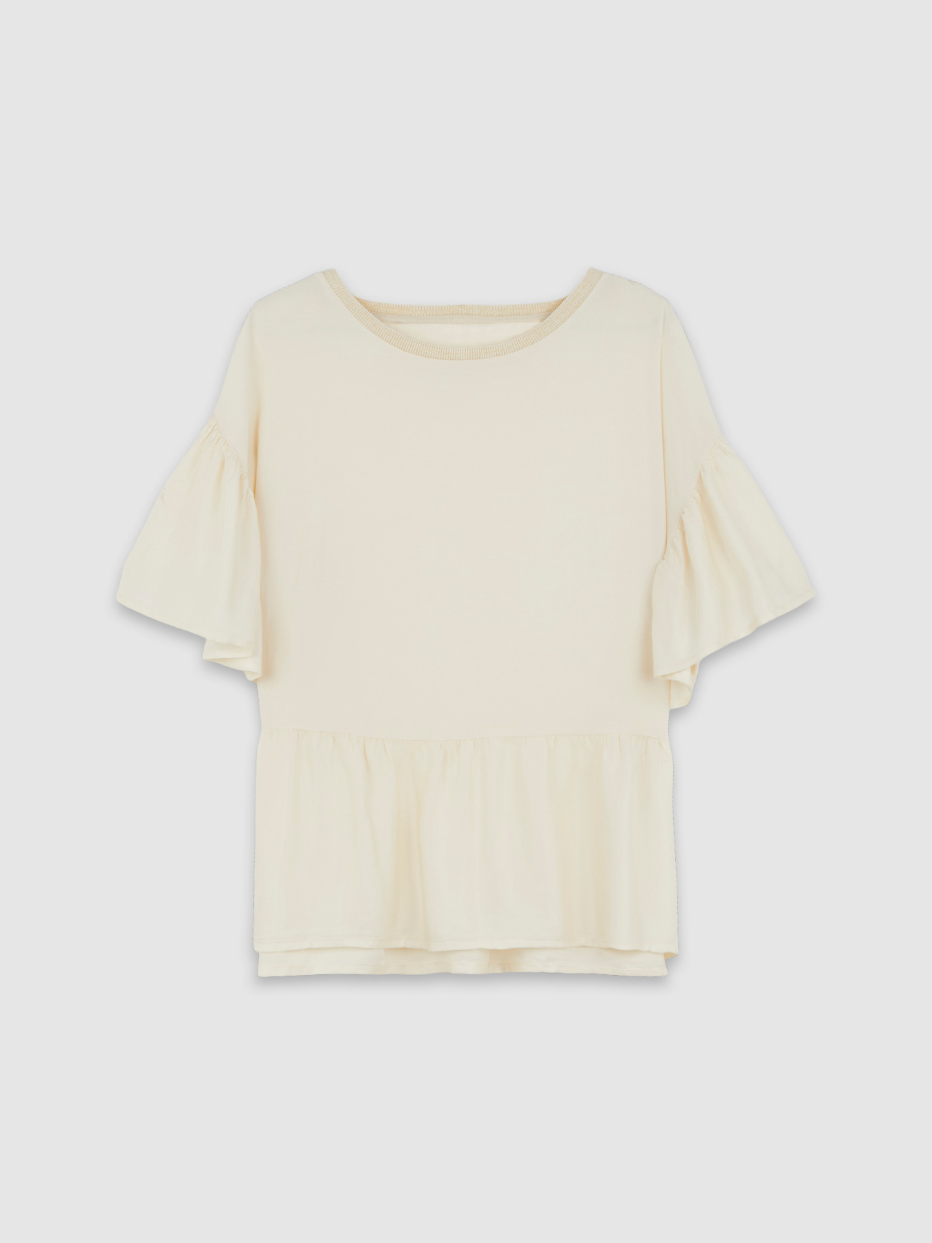 Peplum-Bluse aus zwei Materialien image number 3