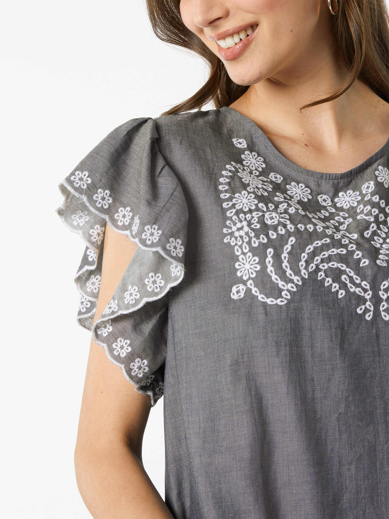 Vestito in chambray con ricami image number 2