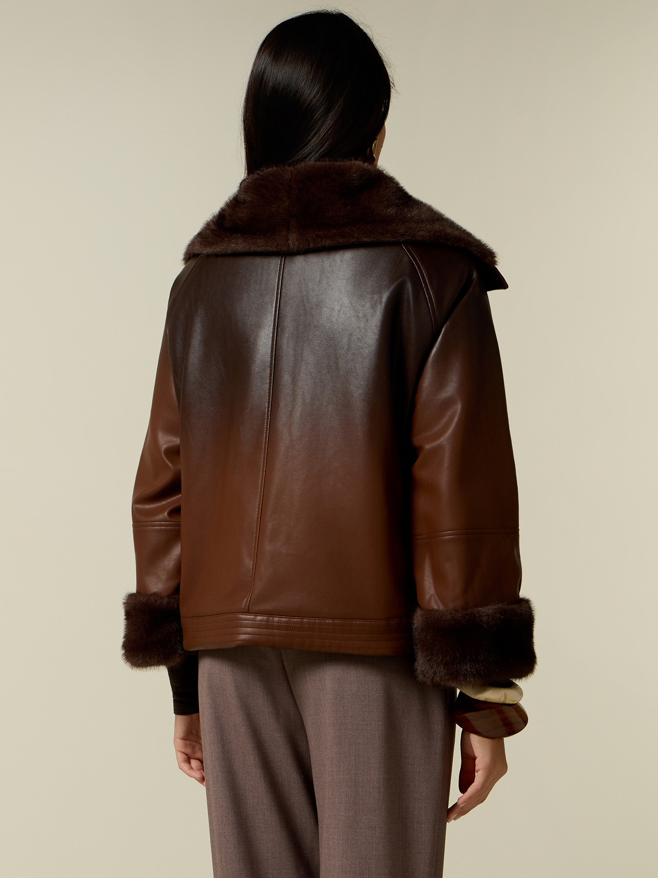 Jacket with faux fur-effect inserts image number 1