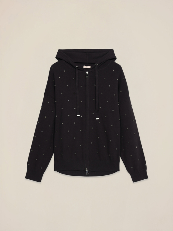 Strickjacke mit Kapuze und Pattentaschen