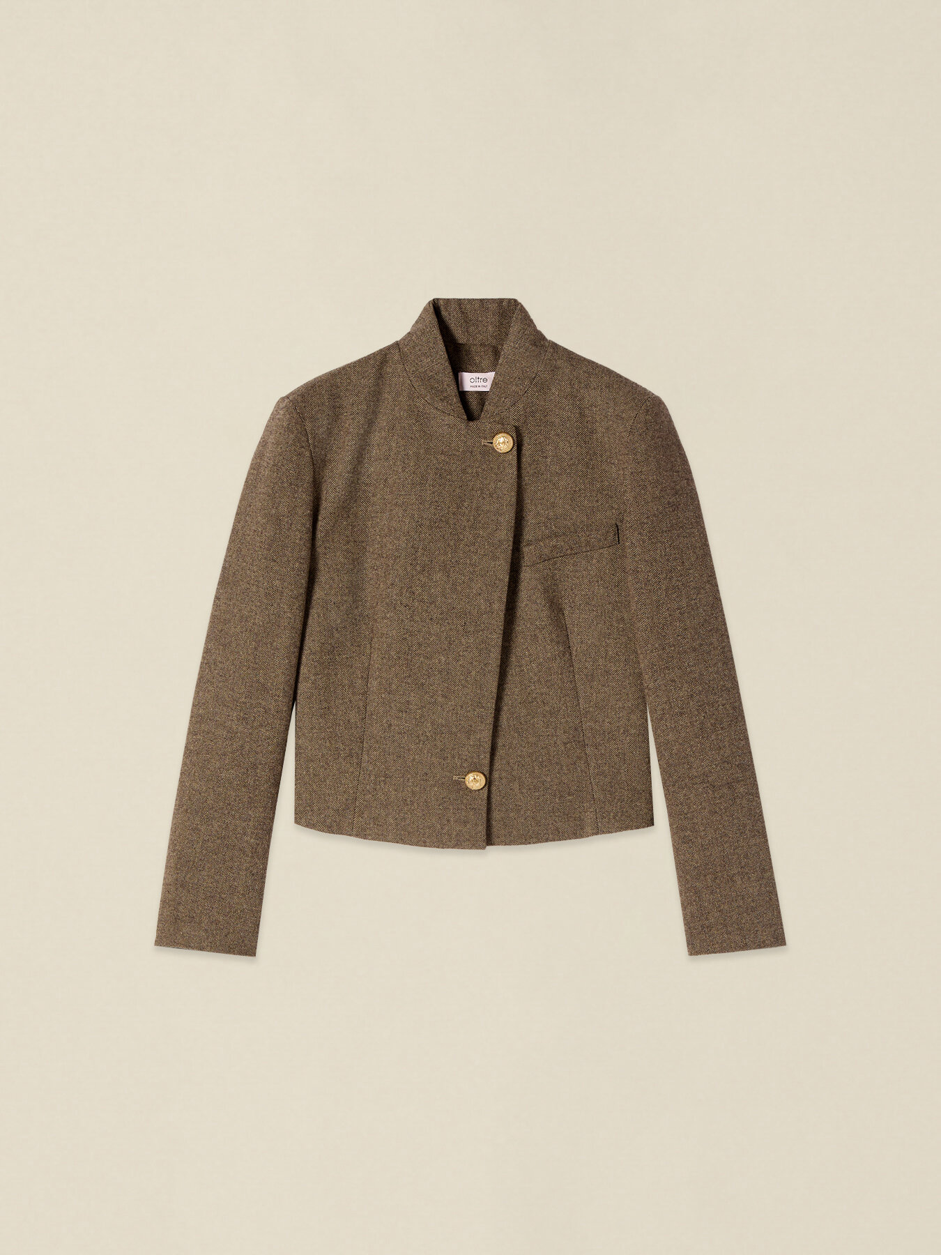 Kurze Jacke aus Fischgrat-Stoff mit Wollmischung image number 3