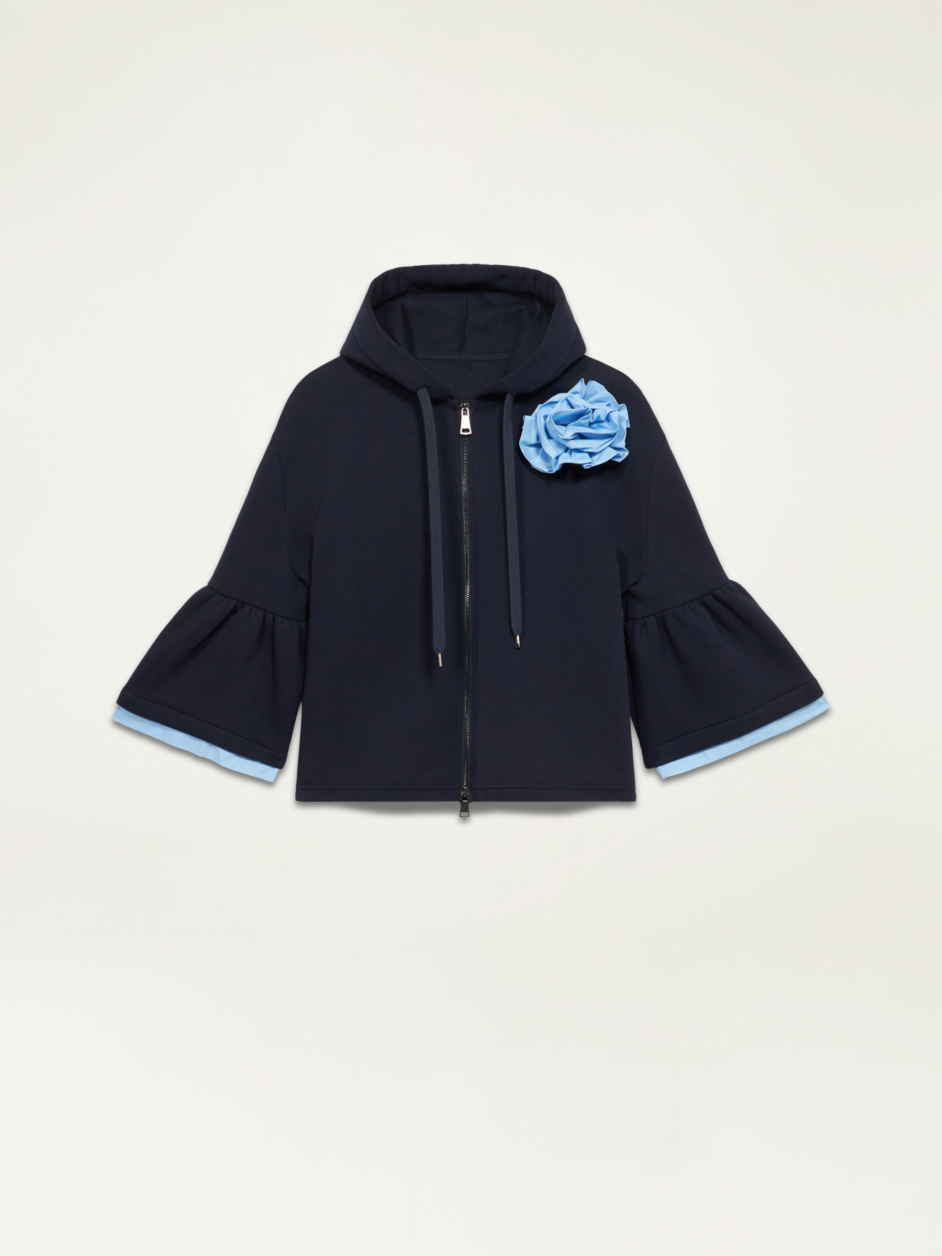 Felpa boxy con zip e spilla image number 4