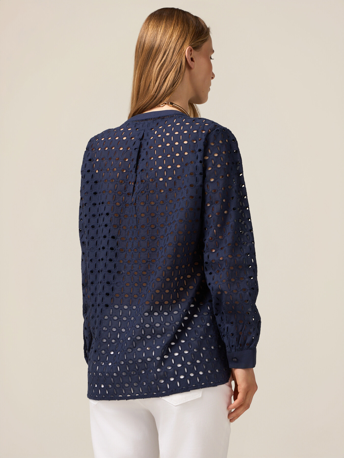 See-through eyelet blouse image number 1