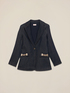 Blazer en denim avec cha&icirc;nes m&eacute;talliques image number 3