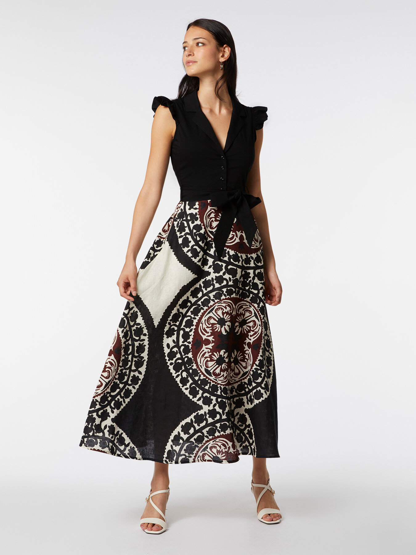 Vestito misto lino fantasia etnica image number 0