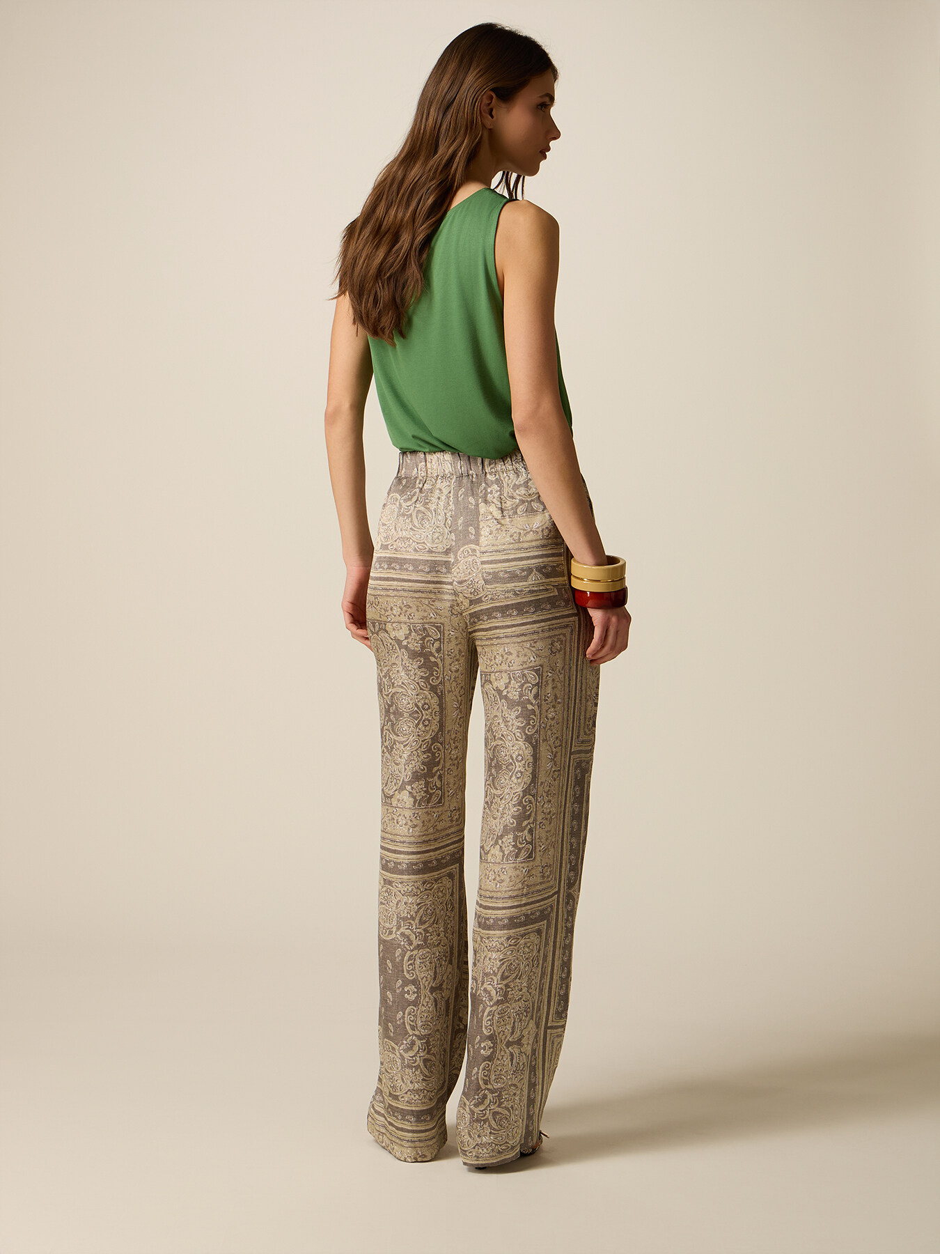 Palazzo-Hose aus gemustertem Satin image number 1