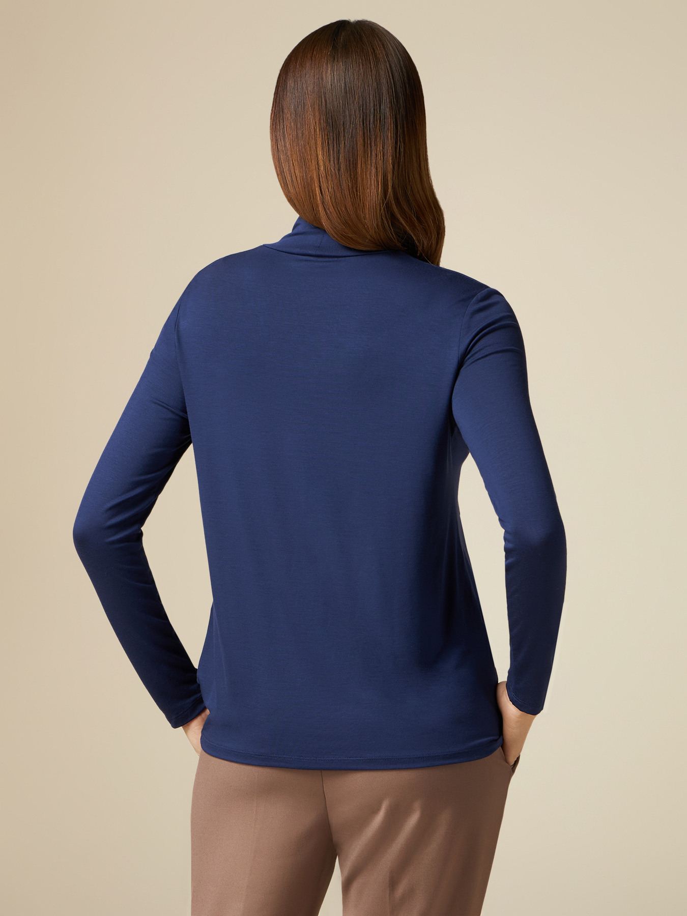 Turtleneck with satin insert image number 1