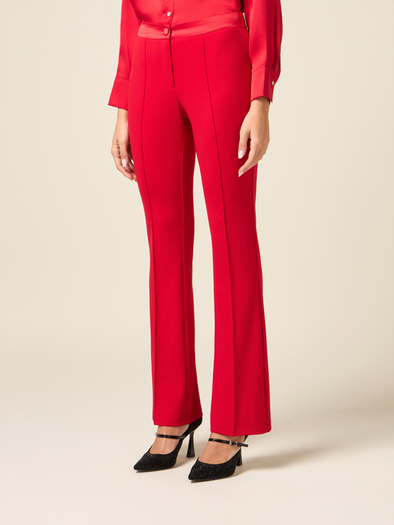 Flare pants in cr&ecirc;pe fabric image number 3