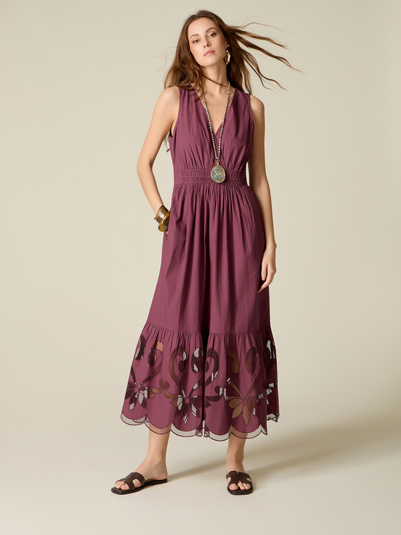 Long cotton dress with openwork details