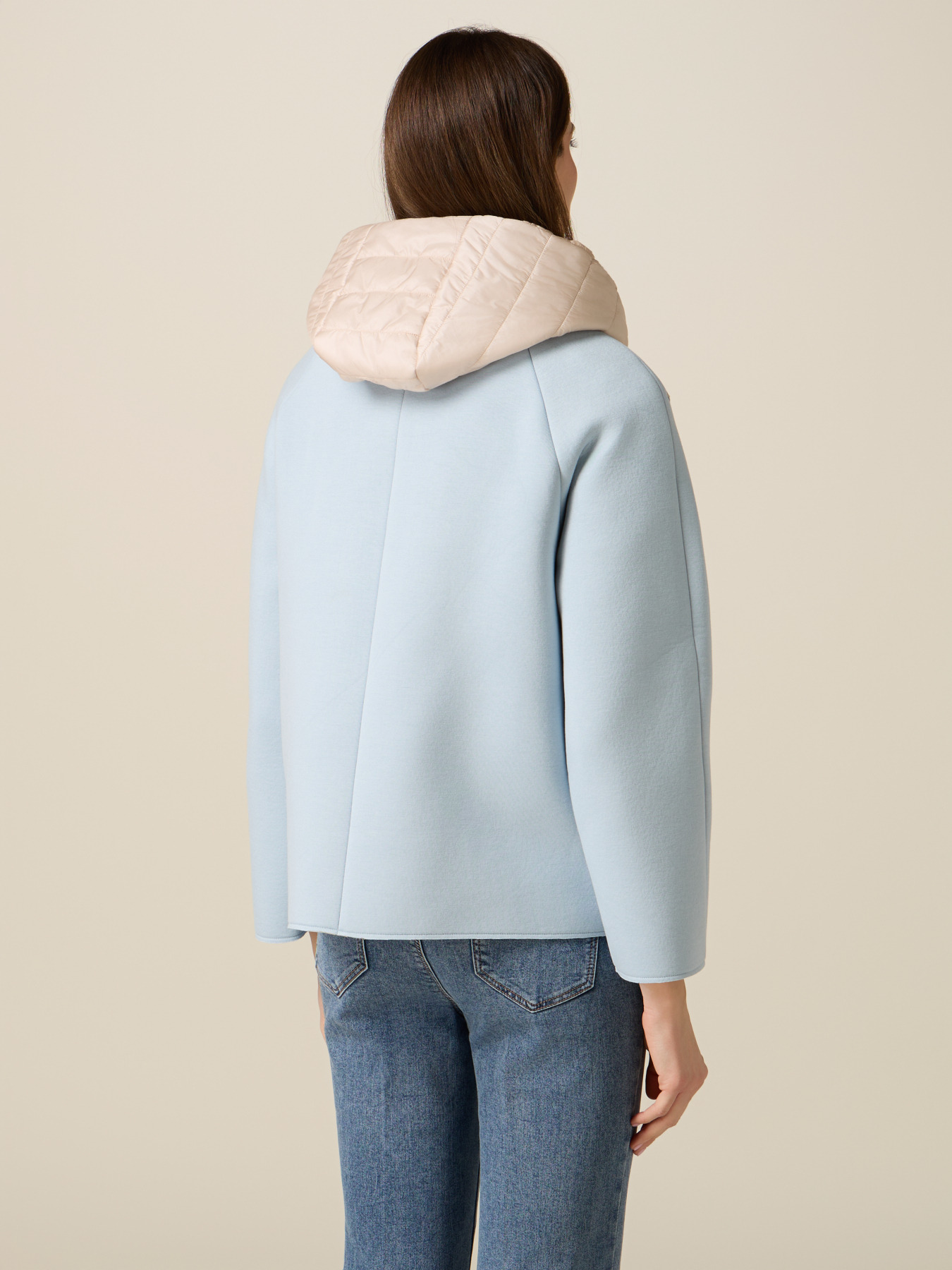 Short scuba coat with quilted panels image number 1