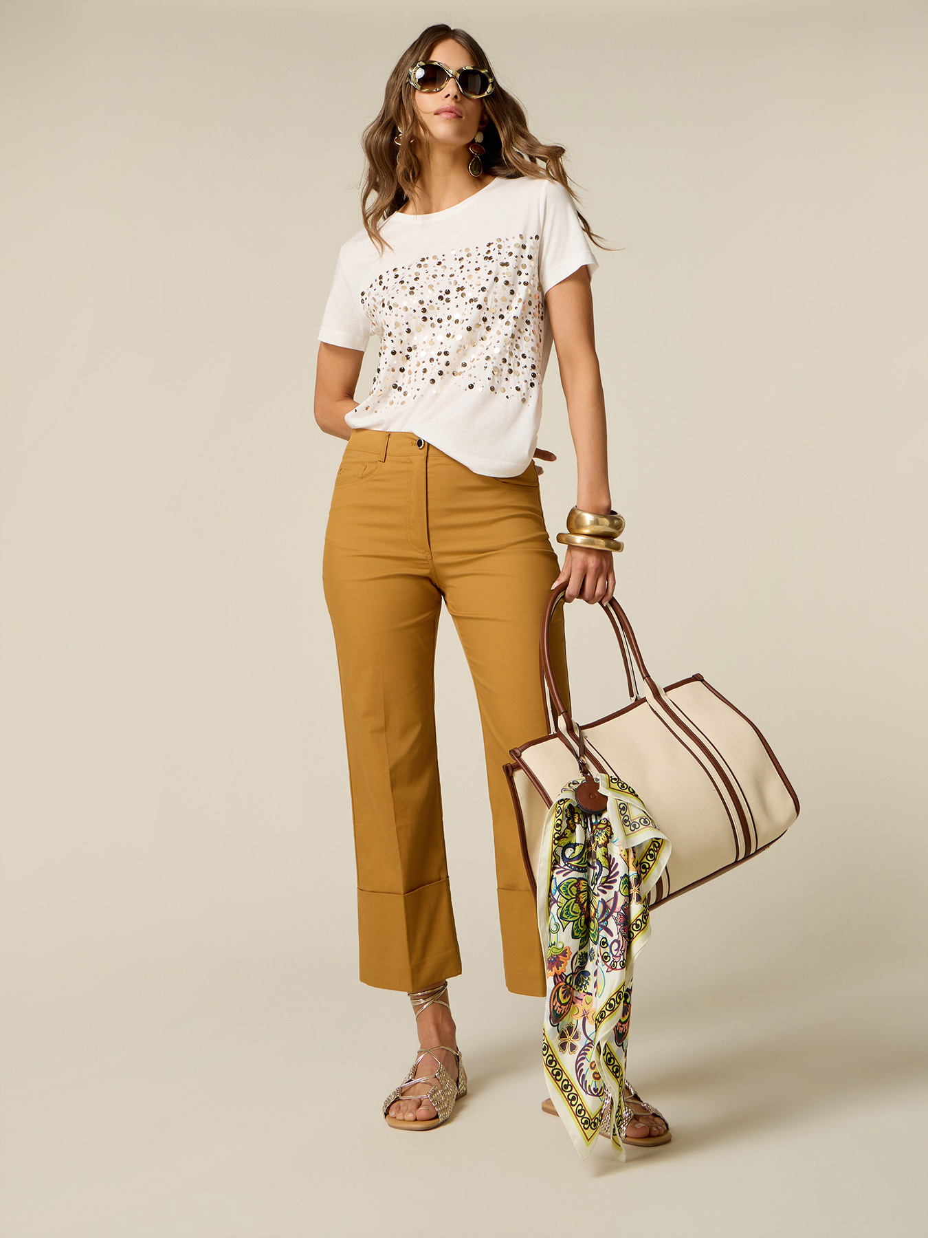 Cropped pants with cuff image number 0