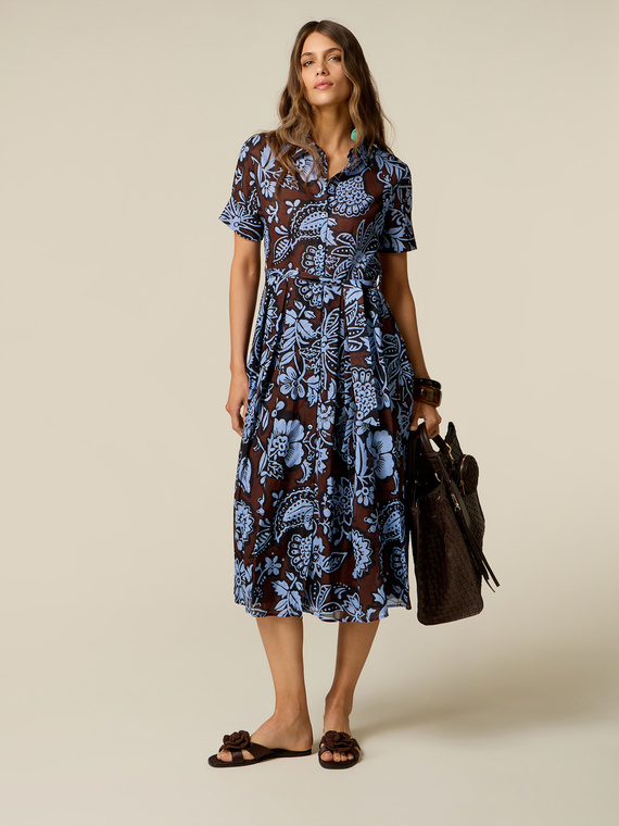 Cotton shirt dress with print