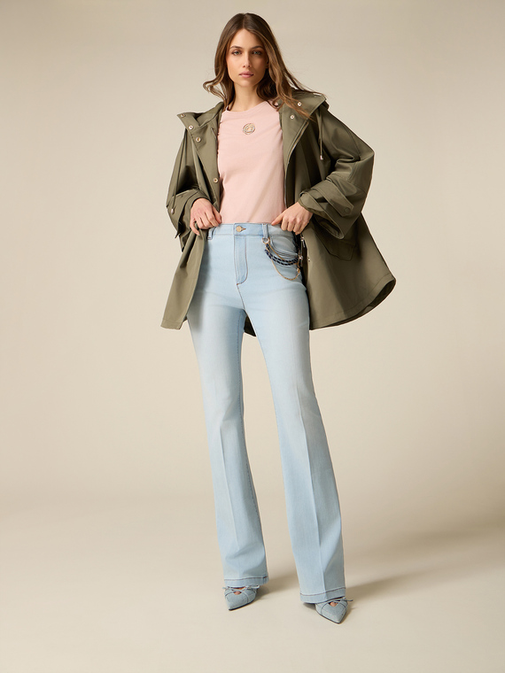 Flare jeans with decorative chains