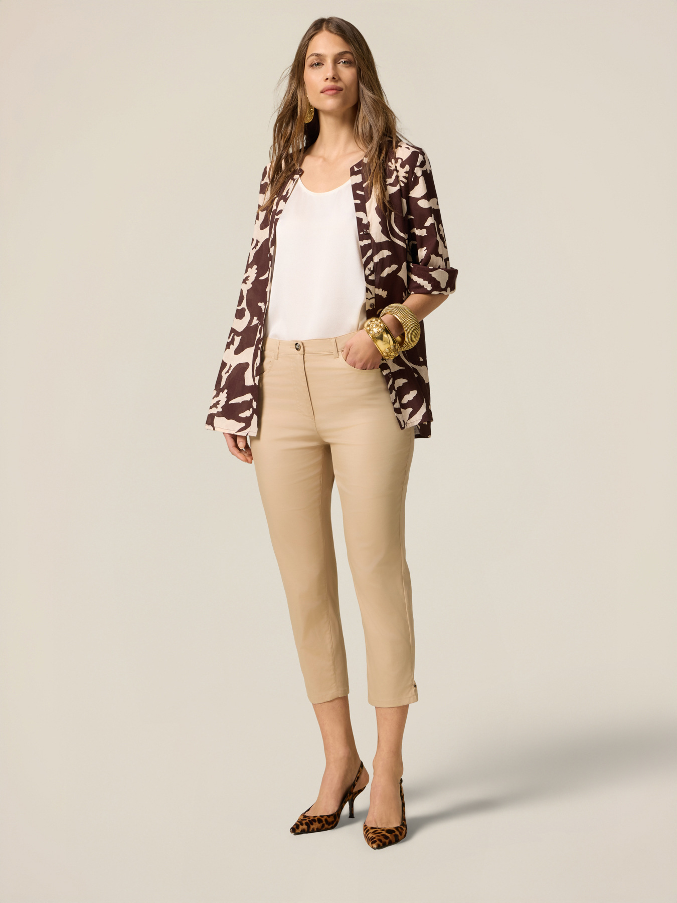 Pantaloni cropped misto cotone image number 0