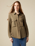 tencel blend shirt with large pockets and emblem image number 0