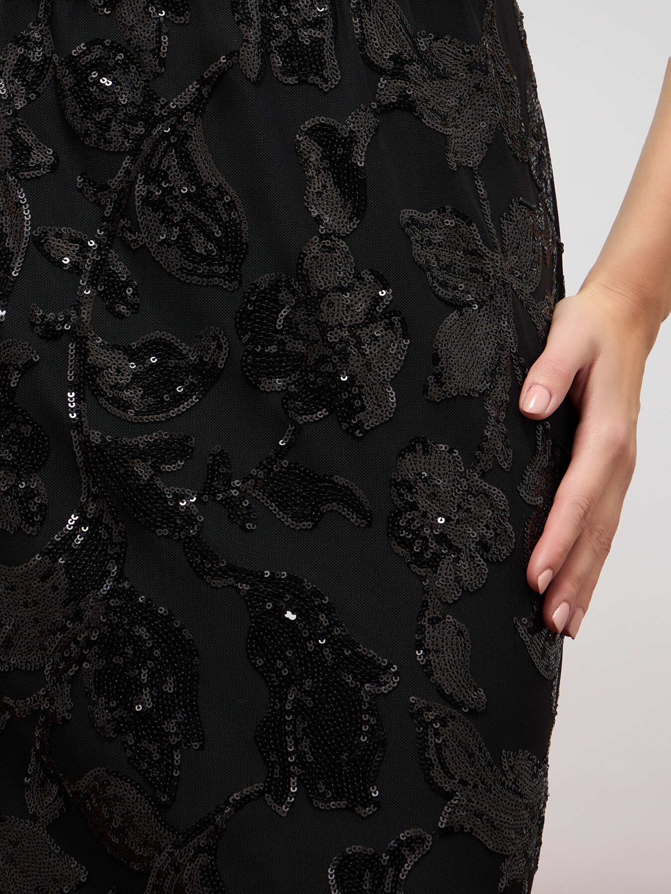 Fustă tip creion din tul și paiete image number 2